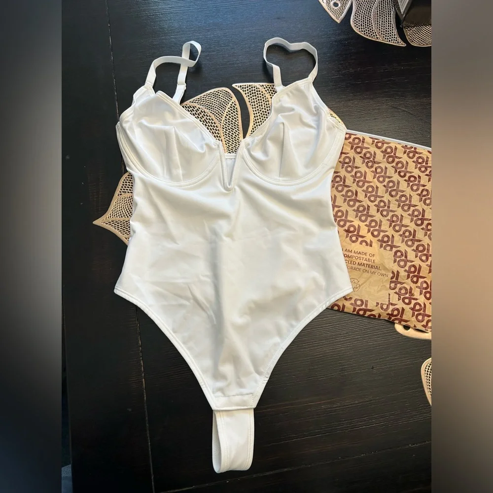 Popilush Shapewear Women’s BodysuitTummy Control Body Suits Deep V Corset - Picture 6 of 8